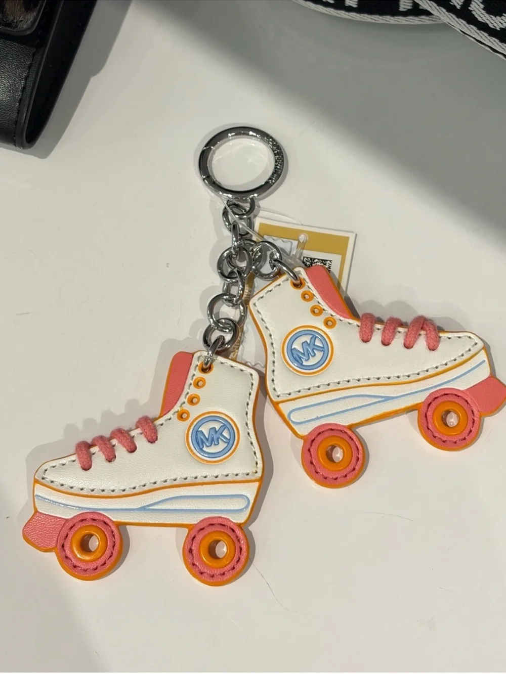 Michael Kors White, Pink & Orange Roller Skate Keychain Bag Charm